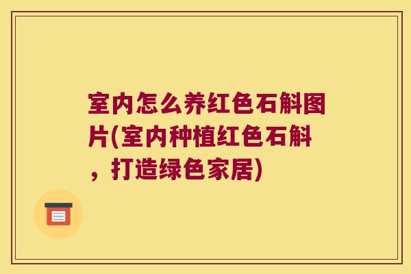 室内怎么养红色石斛图片(室内种植红色石斛，打造绿色家居)