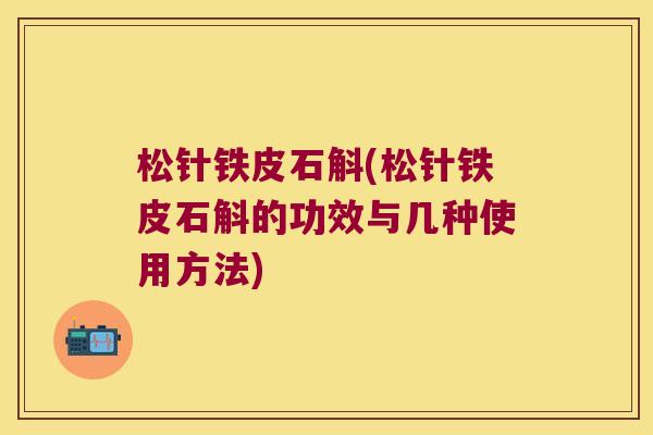 松针铁皮石斛(松针铁皮石斛的功效与几种使用方法)