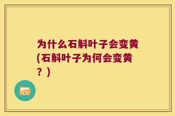 为什么石斛叶子会变黄(石斛叶子为何会变黄？)