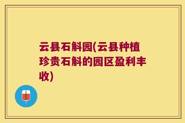 云县石斛园(云县种植珍贵石斛的园区盈利丰收)