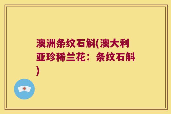 澳洲条纹石斛(澳大利亚珍稀兰花：条纹石斛)