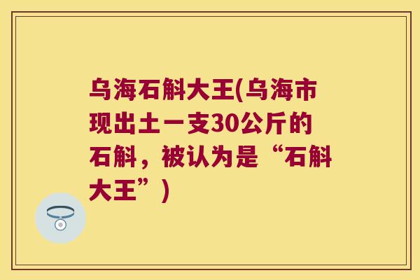 乌海石斛大王(乌海市现出土一支30公斤的石斛，被认为是“石斛大王”)