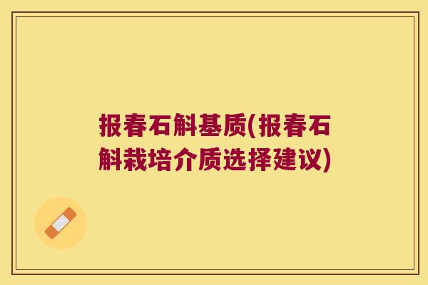 报春石斛基质(报春石斛栽培介质选择建议)