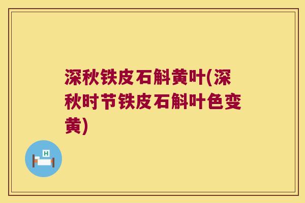 深秋铁皮石斛黄叶(深秋时节铁皮石斛叶色变黄)