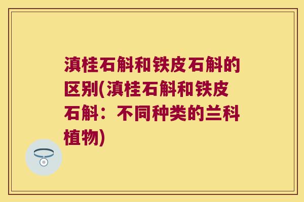滇桂石斛和铁皮石斛的区别(滇桂石斛和铁皮石斛：不同种类的兰科植物)
