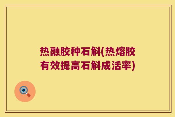 热融胶种石斛(热熔胶有效提高石斛成活率)