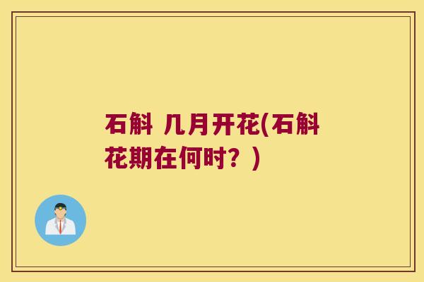 石斛 几月开花(石斛花期在何时？)