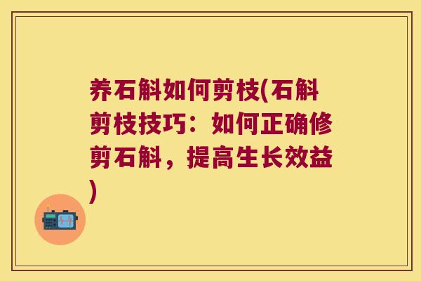 养石斛如何剪枝(石斛剪枝技巧：如何正确修剪石斛，提高生长效益)