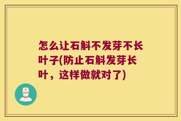 怎么让石斛不发芽不长叶子(防止石斛发芽长叶，这样做就对了)