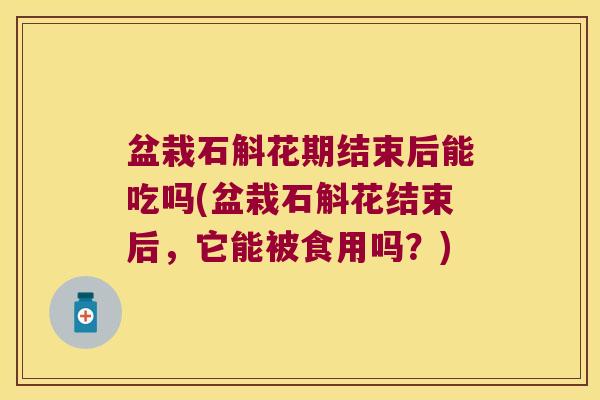 盆栽石斛花期结束后能吃吗(盆栽石斛花结束后，它能被食用吗？)