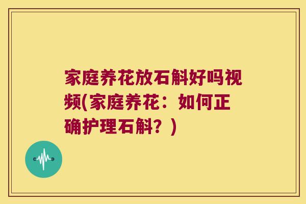 家庭养花放石斛好吗视频(家庭养花：如何正确护理石斛？)
