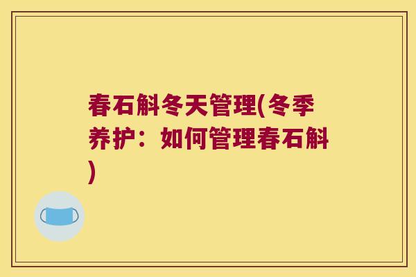 春石斛冬天管理(冬季养护：如何管理春石斛)
