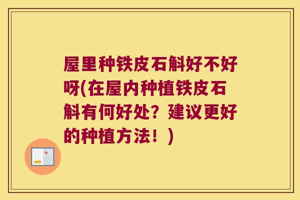 屋里种铁皮石斛好不好呀(在屋内种植铁皮石斛有何好处？建议更好的种植方法！)