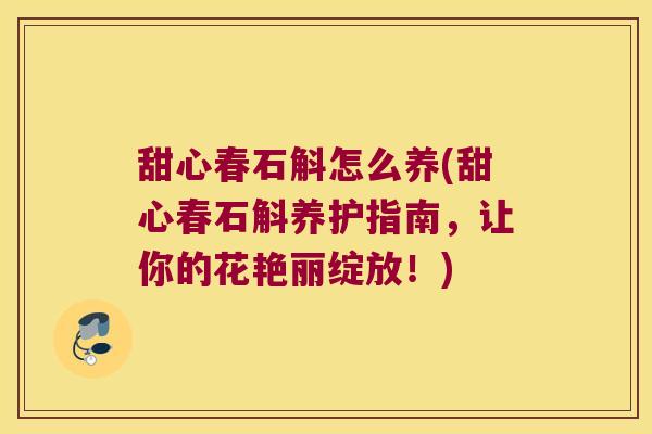 甜心春石斛怎么养(甜心春石斛养护指南，让你的花艳丽绽放！)