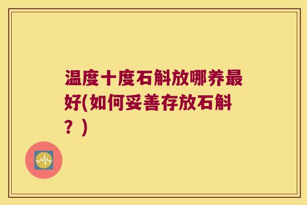 温度十度石斛放哪养最好(如何妥善存放石斛？)