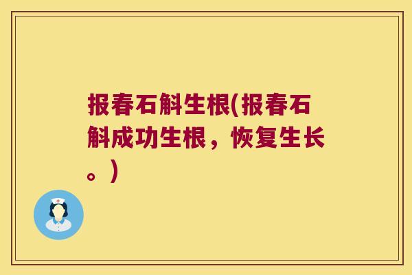 报春石斛生根(报春石斛成功生根，恢复生长。)