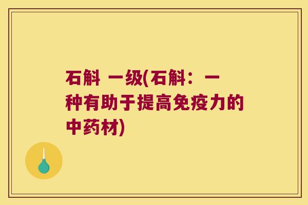 石斛 一级(石斛：一种有助于提高力的材)