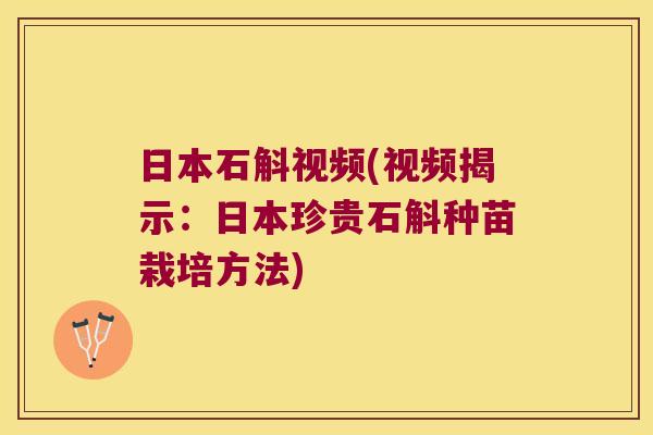 日本石斛视频(视频揭示：日本珍贵石斛种苗栽培方法)