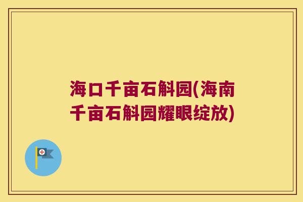 海口千亩石斛园(海南千亩石斛园耀眼绽放)