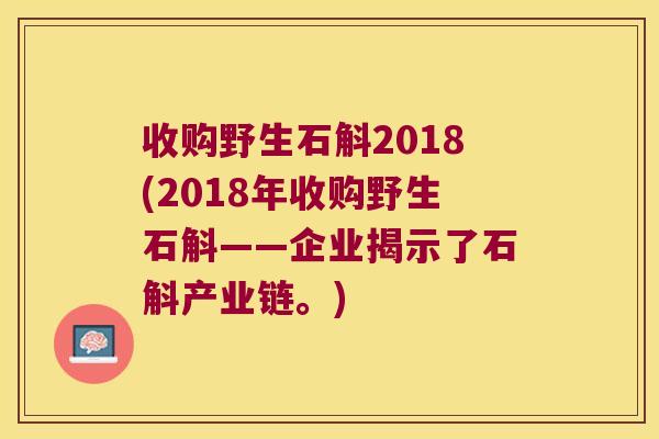 收购野生石斛2018(2018年收购野生石斛——企业揭示了石斛产业链。)