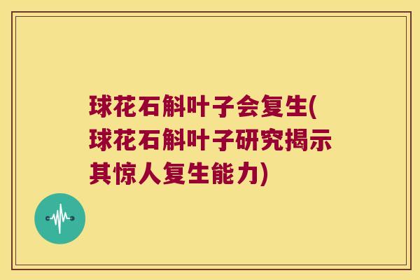 球花石斛叶子会复生(球花石斛叶子研究揭示其惊人复生能力)