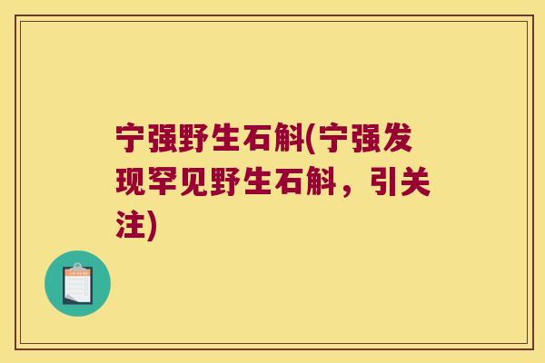 宁强野生石斛(宁强发现罕见野生石斛，引关注)