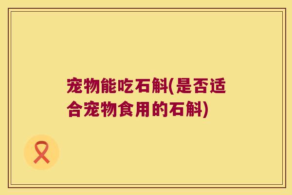 宠物能吃石斛(是否适合宠物食用的石斛)