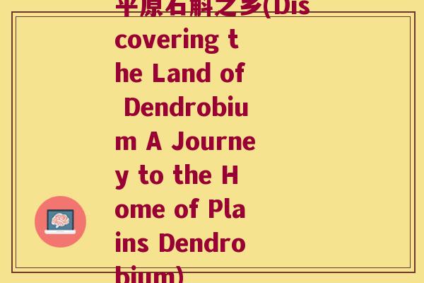 平原石斛之乡(Discovering the Land of Dendrobium A Journey to the Home of Plains Dendrobium)