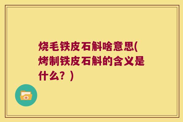 烧毛铁皮石斛啥意思(烤制铁皮石斛的含义是什么？)