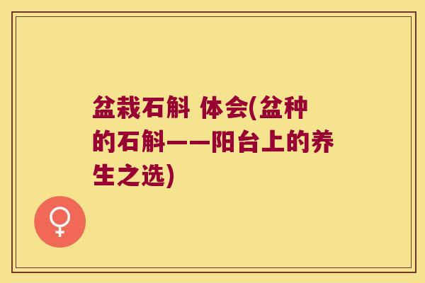 盆栽石斛 体会(盆种的石斛——阳台上的养生之选) 盆栽石斛 体会(盆种的石斛——阳台上的养生之选)