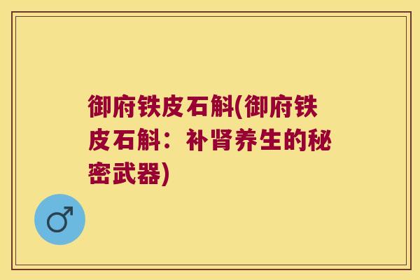 御府铁皮石斛(御府铁皮石斛：补肾养生的秘密武器)