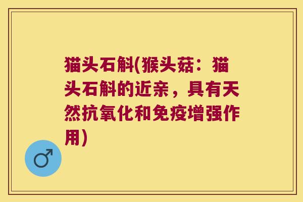 猫头石斛(猴头菇：猫头石斛的近亲，具有天然抗氧化和免疫增强作用)
