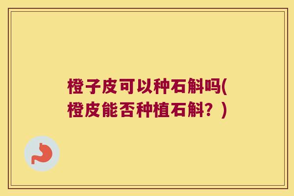 橙子皮可以种石斛吗(橙皮能否种植石斛？)