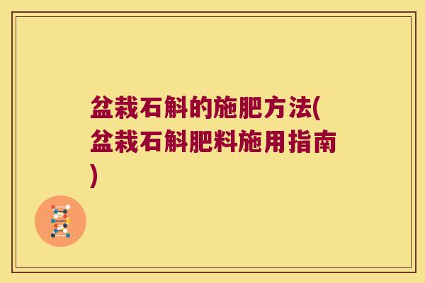 盆栽石斛的施肥方法(盆栽石斛肥料施用指南)
