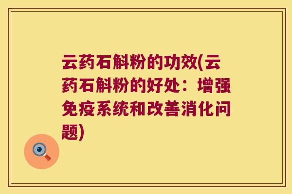 云药石斛粉的功效(云药石斛粉的好处：增强免疫系统和改善消化问题)