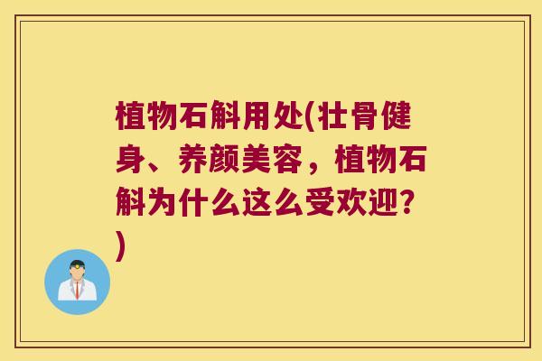 植物石斛用处(壮骨健身、养颜美容，植物石斛为什么这么受欢迎？)