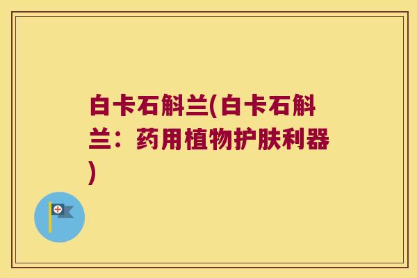 白卡石斛兰(白卡石斛兰：药用植物护肤利器)