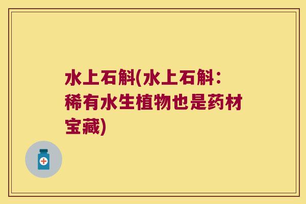 水上石斛(水上石斛：稀有水生植物也是药材宝藏)