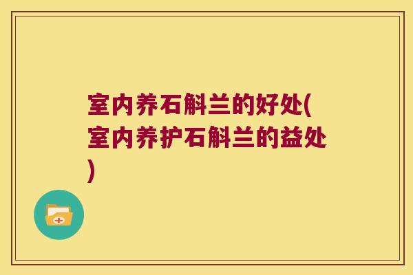 室内养石斛兰的好处(室内养护石斛兰的益处)