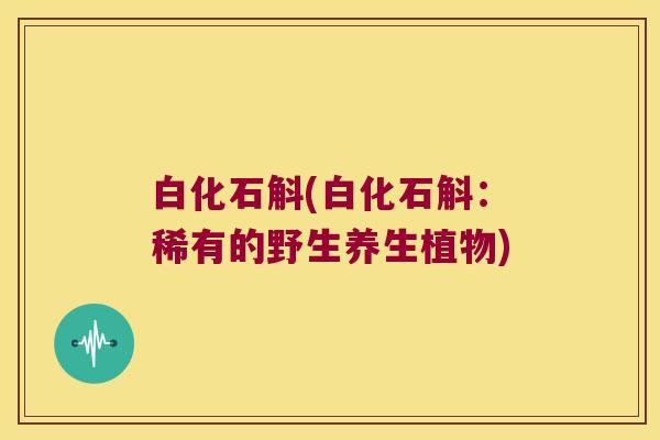 白化石斛(白化石斛：稀有的野生养生植物)