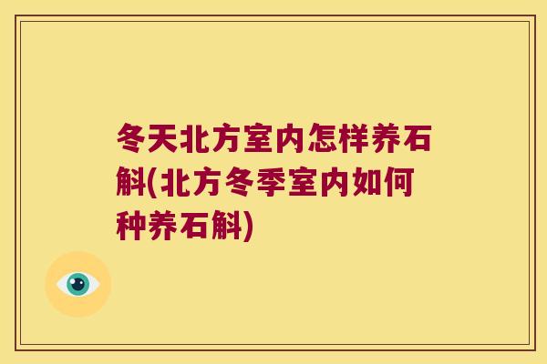 冬天北方室内怎样养石斛(北方冬季室内如何种养石斛)