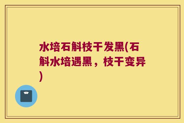 水培石斛枝干发黑(石斛水培遇黑，枝干变异)