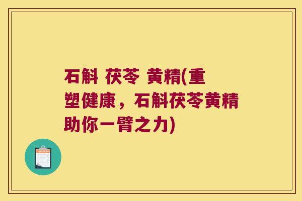石斛 茯苓 黄精(重塑健康，石斛茯苓黄精助你一臂之力)
