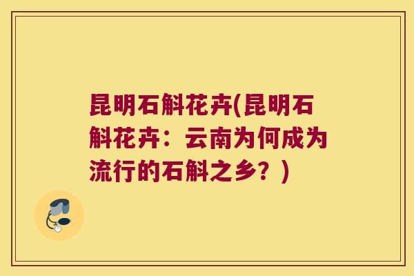 昆明石斛花卉(昆明石斛花卉：云南为何成为流行的石斛之乡？)