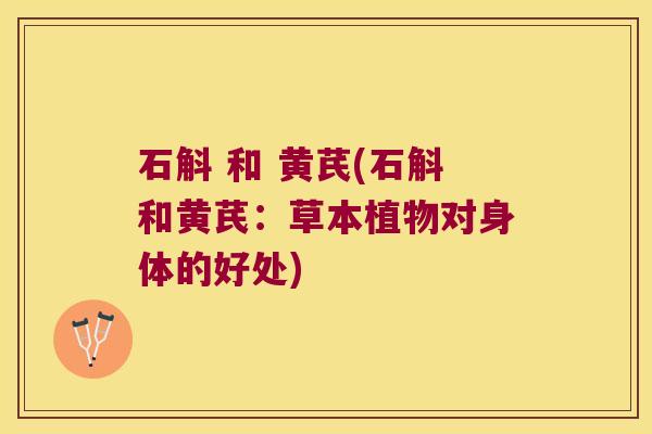 石斛 和 黄芪(石斛和黄芪：草本植物对身体的好处)