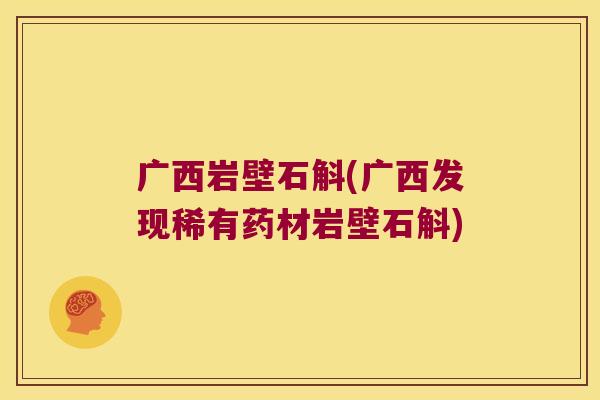 广西岩壁石斛(广西发现稀有药材岩壁石斛)
