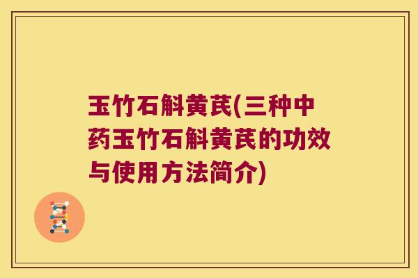 玉竹石斛黄芪(三种玉竹石斛黄芪的功效与使用方法简介) 玉竹石斛黄芪(三种玉竹石斛黄芪的功效与使用方法简介)