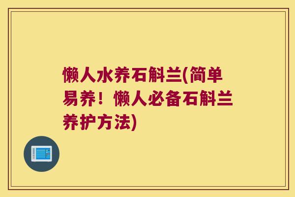 懒人水养石斛兰(简单易养！懒人必备石斛兰养护方法)