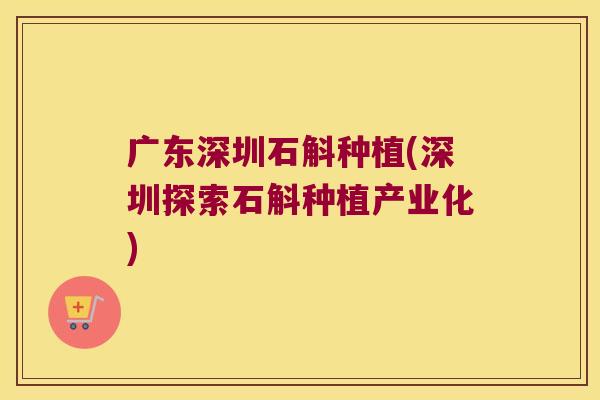 广东深圳石斛种植(深圳探索石斛种植产业化)