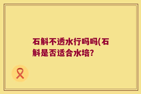 石斛不透水行吗吗(石斛是否适合水培？